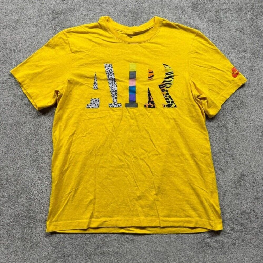 Nike Air T Shirt Mens Medium Yellow Swoosh Sportswear‎ T-Shirt Performance Gym